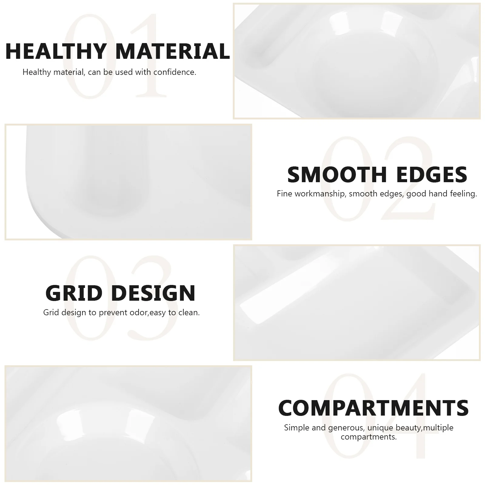 

Multi-Grid Food Plate Anti-Falling Simple Style Divided Plate For Breakfast Lunch Portion Control Meal Stackable Household