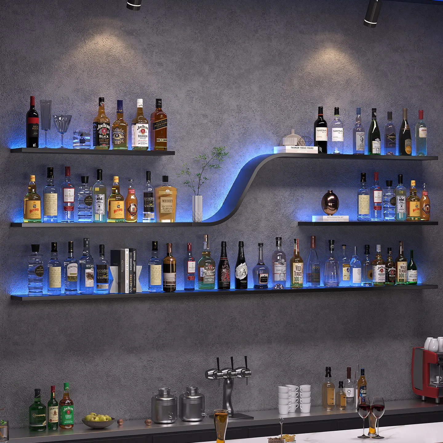 YJQ bar wine rack wall hanging wall display rack creative restaurant wrought iron rack red wine