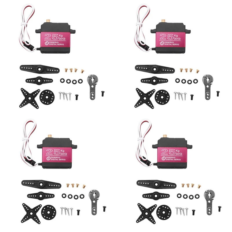 

4X 25KG Digital Servo Full Metal Gear High Torque Waterproof For RC Car Crawler Robot Control Angle 270°