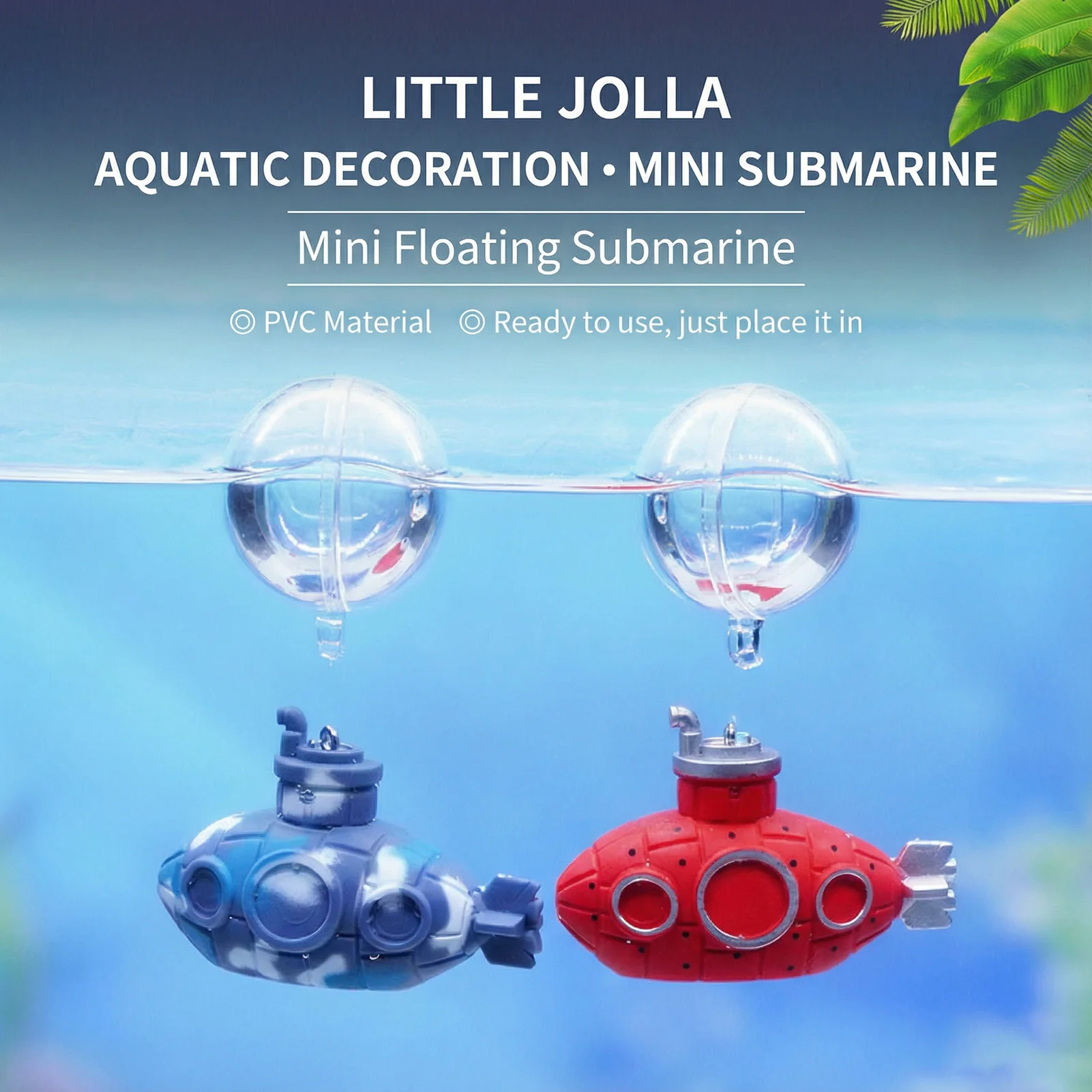 Mini Submarino Flotante para Decoración de Acuario con Figura de Buzo, Adorno Subacuático de PVC Duradero para Pecera
