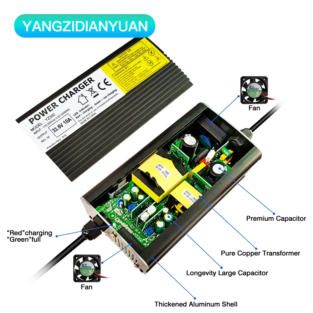 33.6V 10A lithium battery charger 8S 30V electric bicycle electric vehicle lithium battery pack universal power adapter