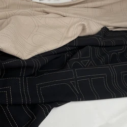 Black Khaki Printed Fabric Skin Friendly Clothing Dress Coat Fabrics Linen Cotton Material Diy Sew Cloth By The Meter