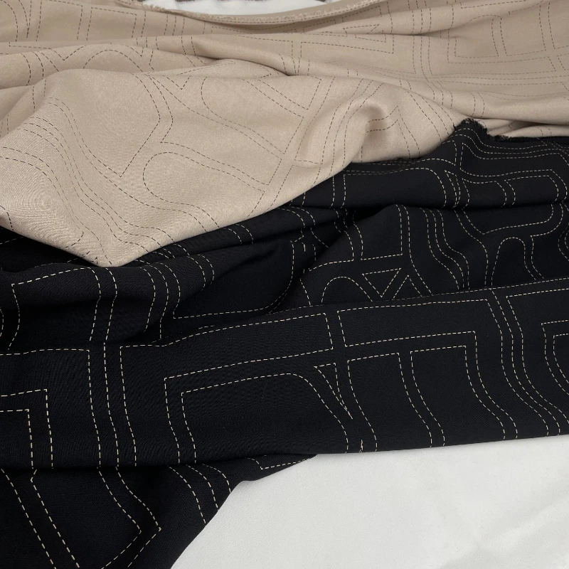 Czarne tkanina z nadrukiem Khaki przyjazne dla skóry tkaniny elegancki płaszcz materiał bawełna lniana Diy naszywki przez metr