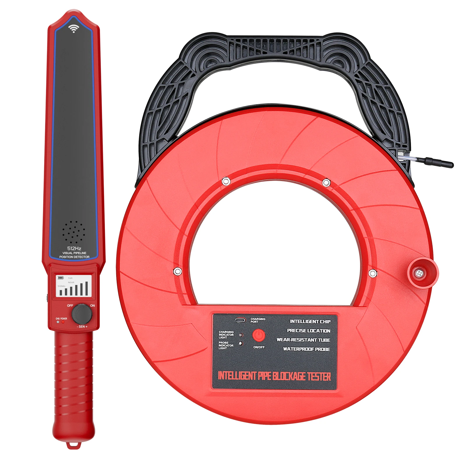 

U670 512Hz Smart Pipe Blockage Detector 30M Probe Cable Far/Near Mode 2" Display Waterproof Probe Pipeline Clog Locator