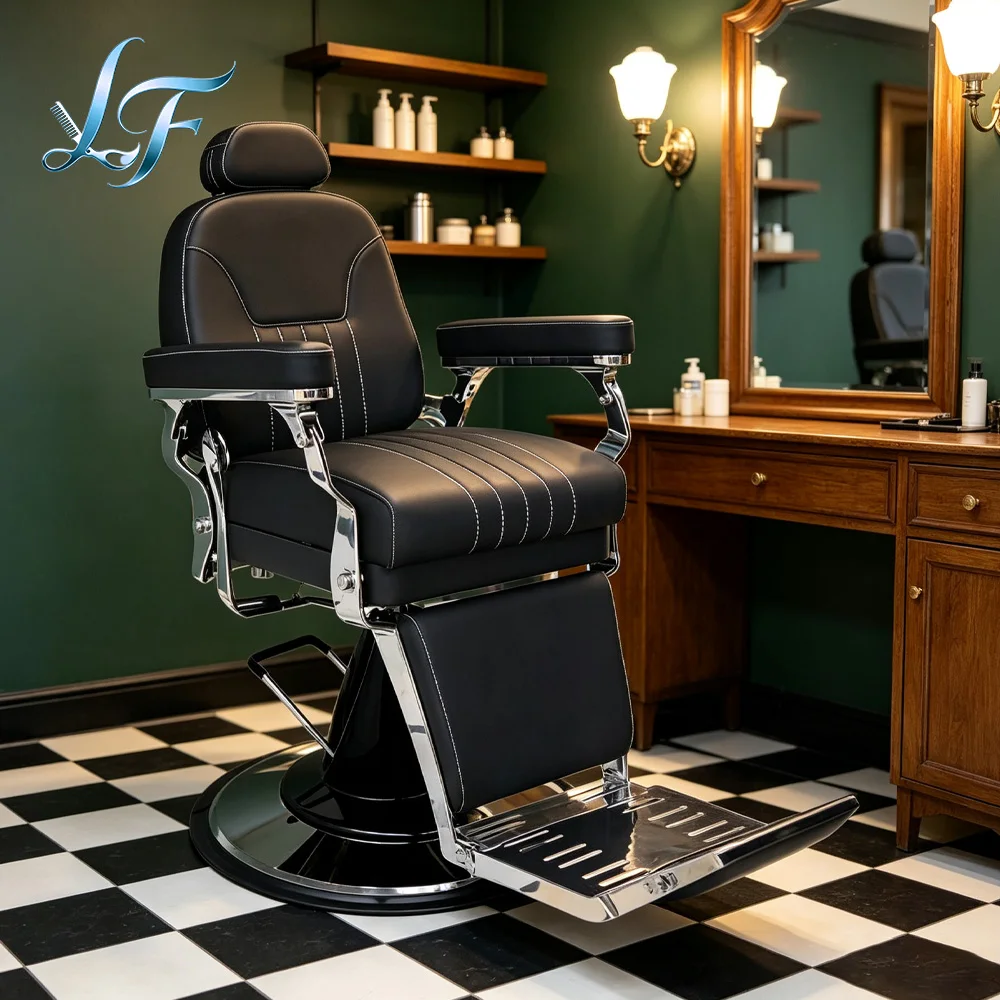 Antique Reclining Barber Chair European Style Design For Barbershop Salon Commercial Furniture Bulk Supply Salon Shop Equipment