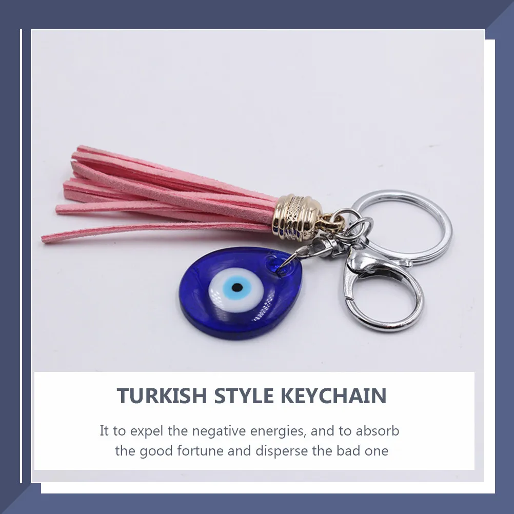 2Pcs Blue Evil Eye Keychain Pendant Turkish Style Hanging Ornament Expelling Negative Energy Key Decoration Lucky Charm Keyring
