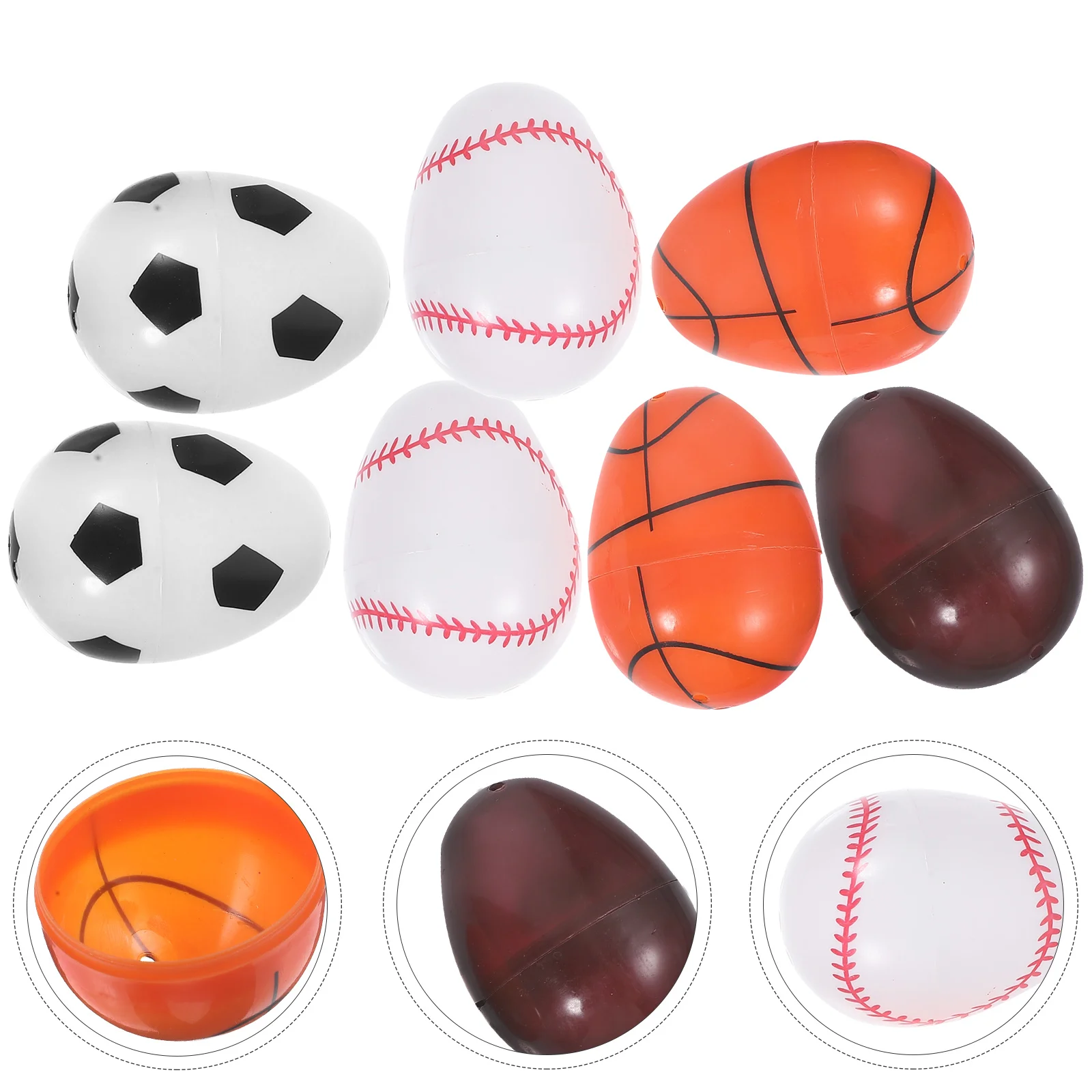 

12Pcs Plastic Fillable Easter Eggs Sports Themed Empty Easter Basket Candy Gift Boxes Party Decoration Egg Shape Fillable Box
