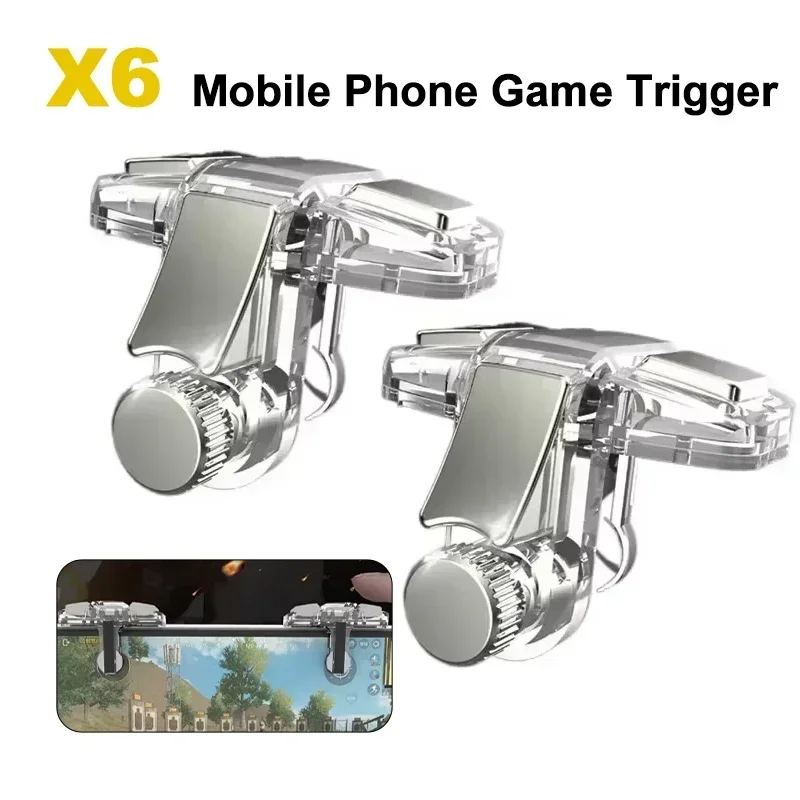 

X6 Mobile Phone Game Trigger L1 R1 Free Fire Aim Shooting Alloy Key Buttons for IPhone Android PUBG Gamepad Joystick Controller