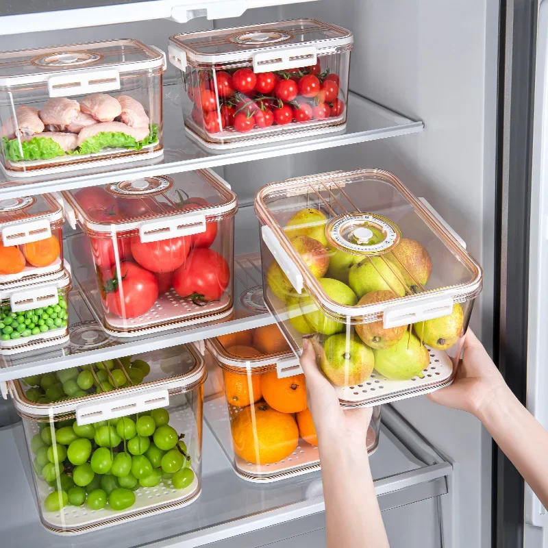 Caja de almacenamiento para refrigerador a escala de tiempo para alimentos, verduras, frutas, congeladas, caja sellada para congelador