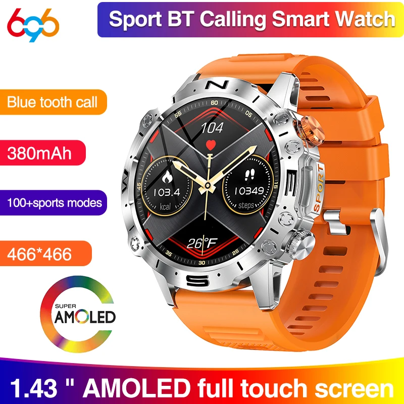 AMOLED Blue Tooth Call Smart Watches Men Sports Fitness Custom Dial Heart Rate Waterproof 100+ Sports Smartwatch Women 380 mAh