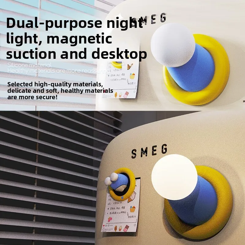 Extendable Round Hand Night Cute Fridge Magnetic Creative Silicone Bedside Desktop Tap Light