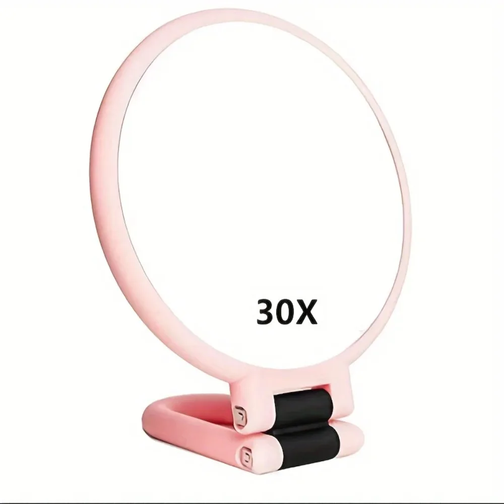 Portable 360 Adjustable Dual Sided Makeup Mirror 1X 30X Magnifying Handheld Travel No Battery Sleek Black Gold Frame