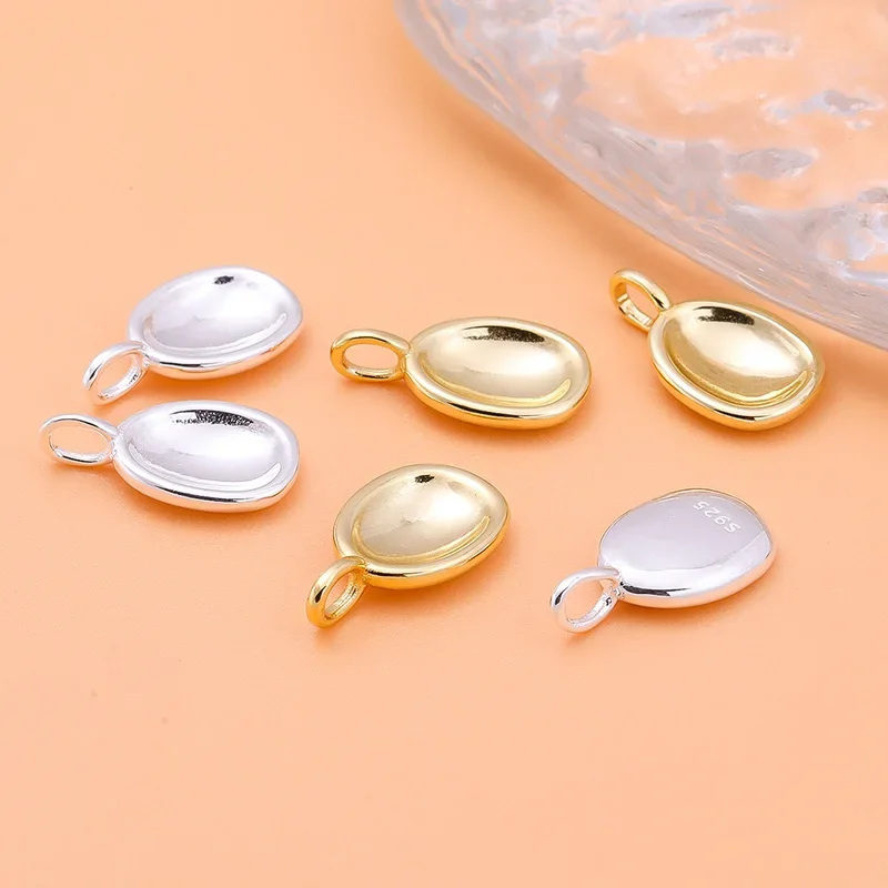 S925 Sterling Silver Gold Plated Accessories Light Luxury Jewelry Tag Handmade DIY Bracelet Necklace Pendant