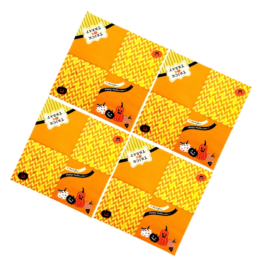 

48PCS Halloween Bronzing Paper Napkin Disposable Tissue Napkins Pumpkin Pattern Party Decor (Orange)