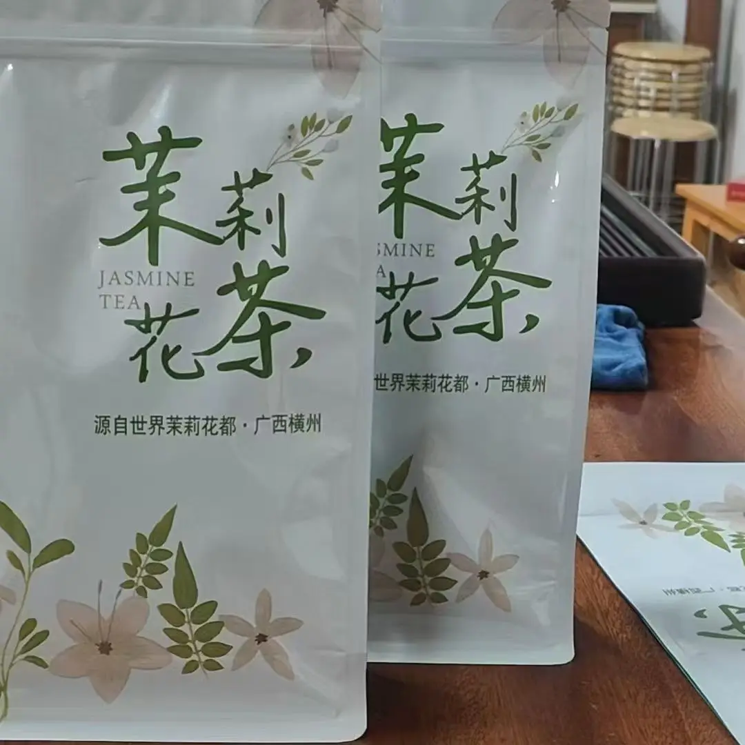 Chinese Style Jasmine Flower Tea Bag Custom 100g/250g/500g Jasmine Green Oolong Tea Bag Thickened Aluminum Foil Self Sealing Bag