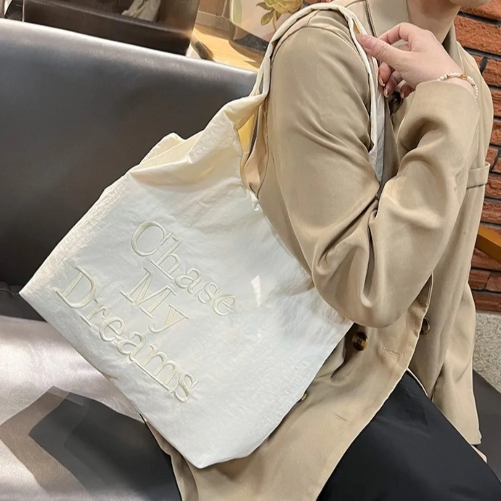 Fashion Lightweight Shoulder Bag Large Capacity Letter Embroidery Tote Bag Shopping Bag Women