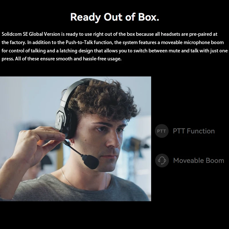 Hollyland Solidcom Se Pro الإصدار العالمي سماعة رأس لاسلكية عن بعد سلس فريق الحديث 2.4 جيجا هرتز إلغاء الضوضاء مقاومة الماء