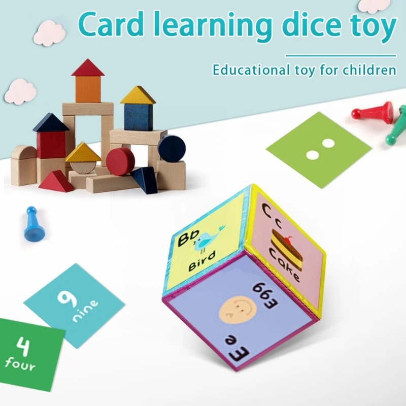 DIY Education Playing Game Dices Learning Dices with 6 Sided Clear Pockets Photo Pocket Stacking Blocks Learning Cubes