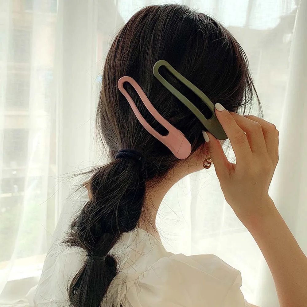 Simple Large Matte Women Candy Color Girls Face Wash Hairpin Duckbill Clip Plastic Hair Claw