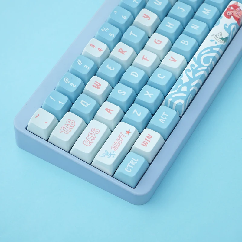 PBT mermaid theme keycap 125 key MDA height five-sided sublimation process suitable for mechanical keyboard