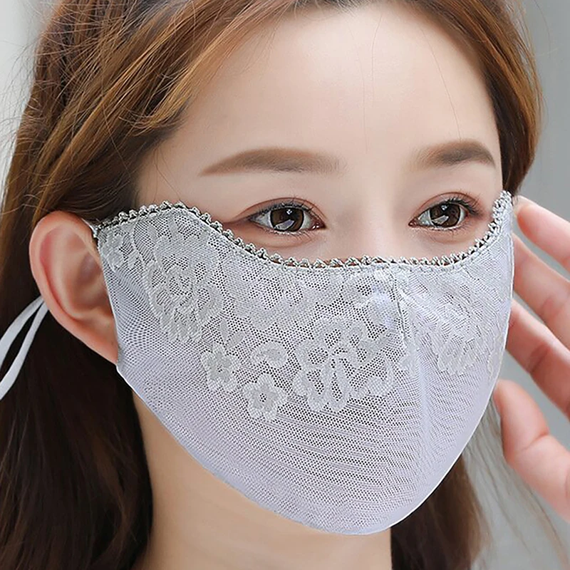 Sunscreen Lace Mask Breathable Sunshade Solid Color Sun Screen Face Cover UV Protection Adjustable Strap UV Protection Mask