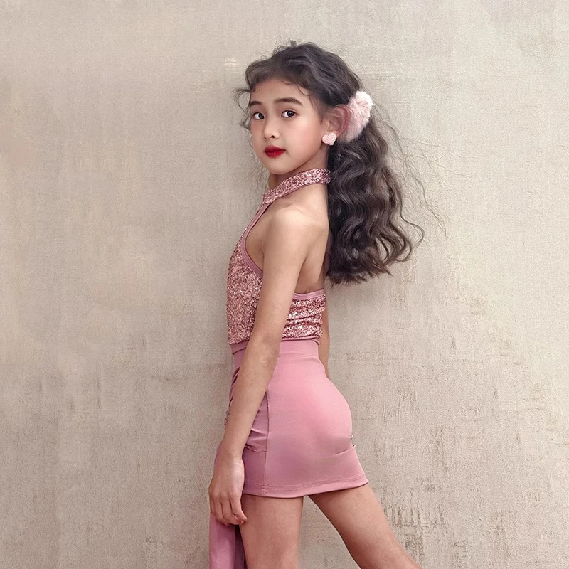 Abito da ballo latino professionale per bambini per ragazze Abiti da competizione di ballo da sala Rumba Cha Cha Salsa Abito da pratica moderno