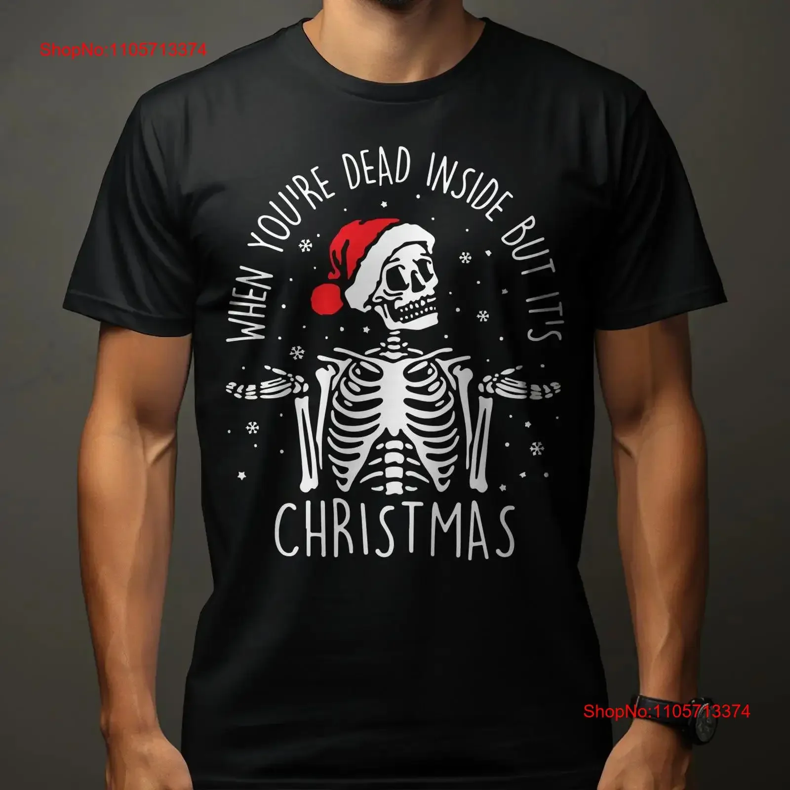 Dead Inside But It's Christmas T Shirt Funny Skeleton Holiday Humor Quirky Festive Apparel vintage Washed designer clothes