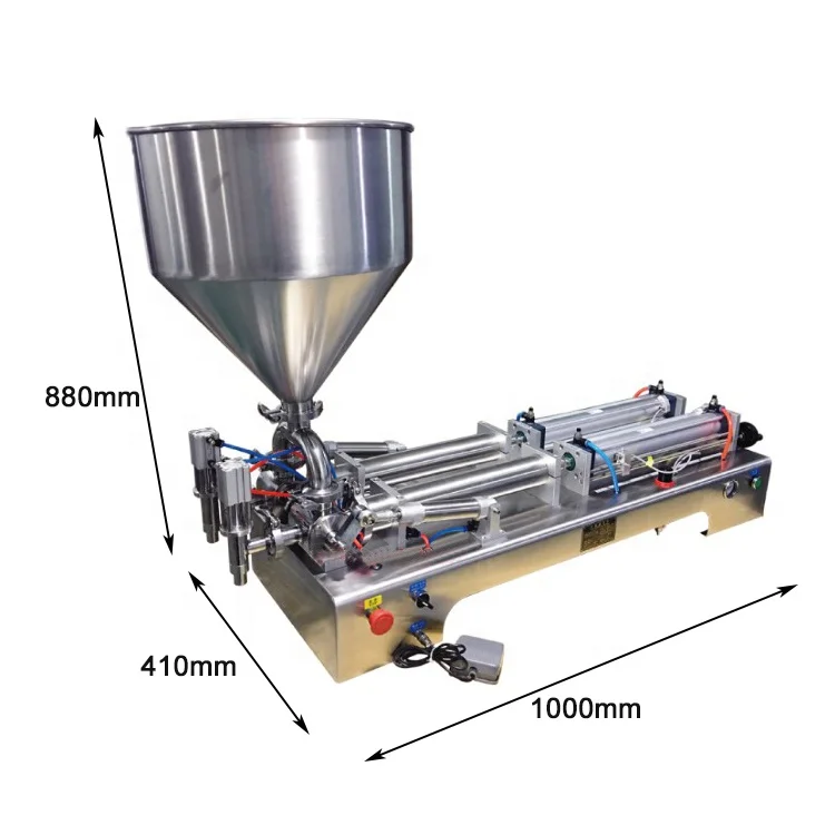 Machine de remplissage pneumatique semi-automatique de confiture de bouillie de pâte visqueuse liquide de Piston de 2 buses