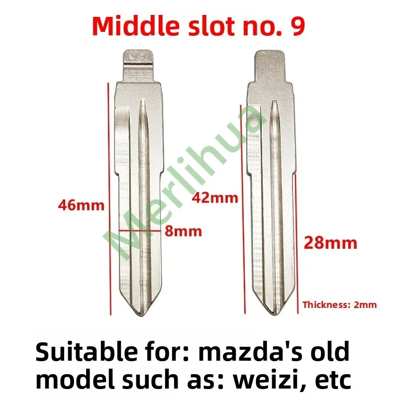 Middle slot No. 09 car key embryo for Mazda (323,626,929) Wizzicino medium key blank