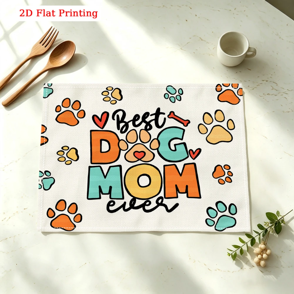 Best Dog Mom Kitchen Placemat Best Dog Mom Linen Pad Dish Coffee Cup Table Mat 1PC 30x40cm