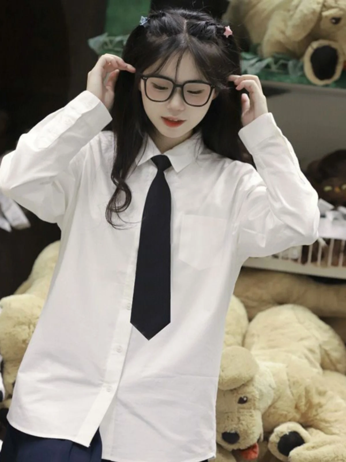 

Базовая белая рубашка с длинным рукавом для студентов, весна-осень, в университетском стиле, свободный крой, однотонная, с воротником, для школьной формы