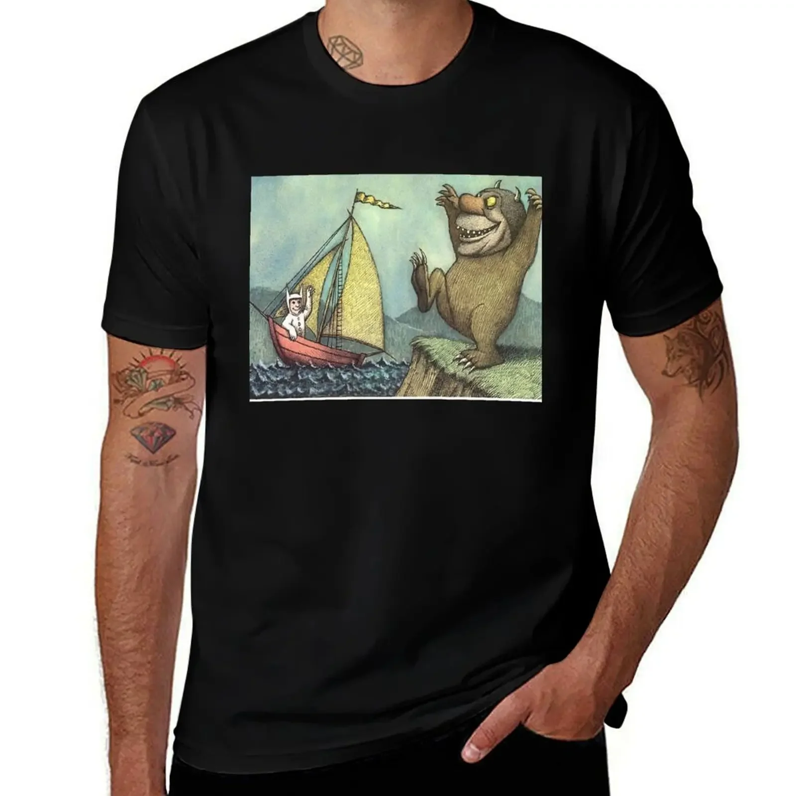 

Max with a big wolf, Wild things are T-Shirt boys whites animal prinfor boys designer shirts cute tops mens vintage t shirts