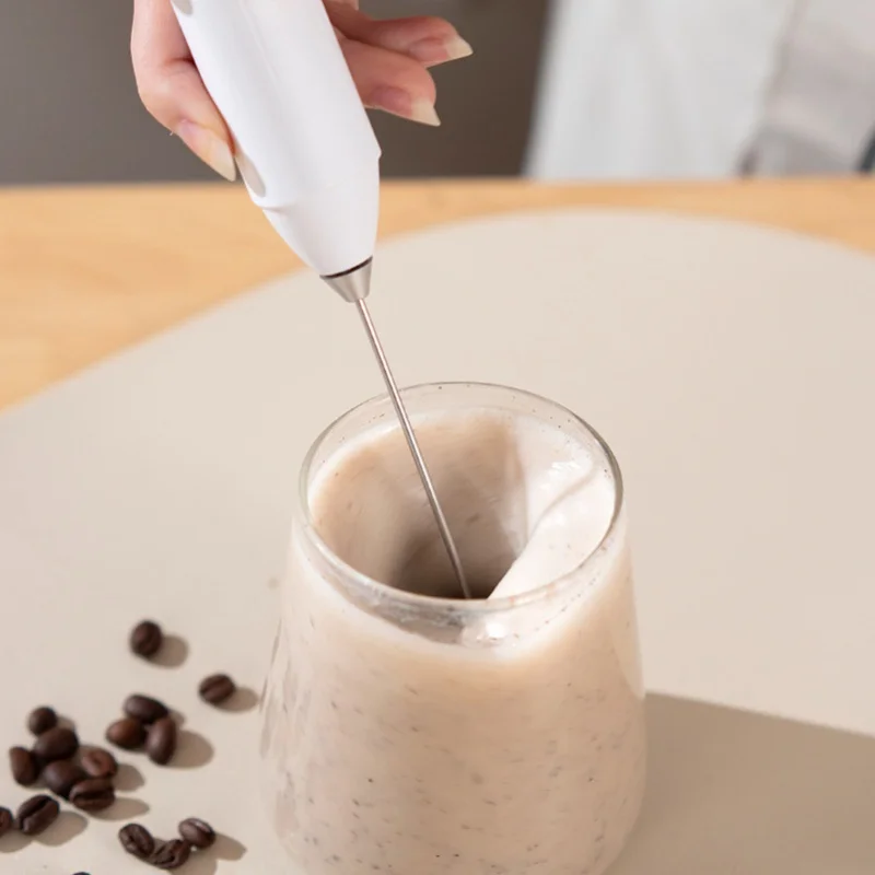 Rechargeable Milk Frother Cordless Handheld Drink Mixer For Coffee Stirring Milkshake Whisking Apricot