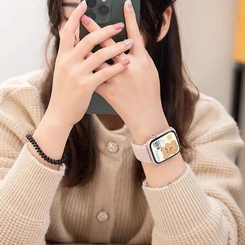 Solo Loop intrecciato per cinturino Apple watch 40mm 45mm 49mm 44mm 41mm 38mm 42mm Bracciale a scatto in nylon iWatch ultra serie 8 se 6 7 cinturino