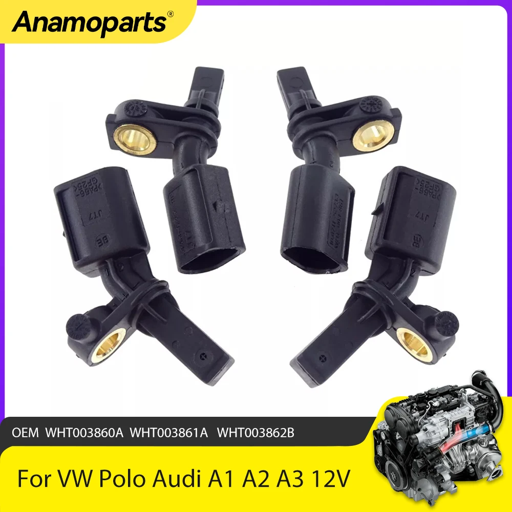 4pcs ABS Wheel Speed Sensor Set Front Rear Left Right Fit For Audi A1 A2 A3 Q2 Q3 VW Polo 6R Skoda Seat 12V 2010-2020 WHT003863