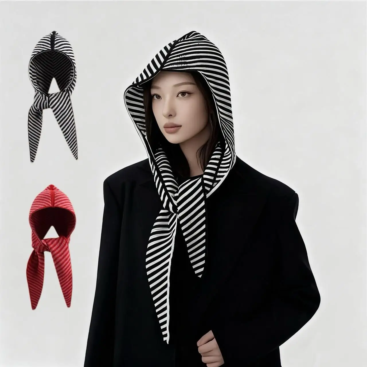 الثلاثي للجنسين الخريف الشتاء عقال منديل مخطط الكورية قطعة واحدة تنوعا قبعة وشاح الزخرفية متماسكة في الهواء الطلق التفاف #1
