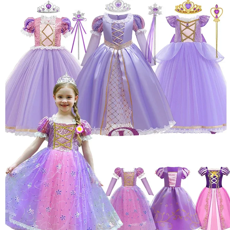 

Princess Girl Dress Purple Costume Vestido Luxury Birthday Party Ball Gown Child Girl Clothing Fancy Halloween Carnival