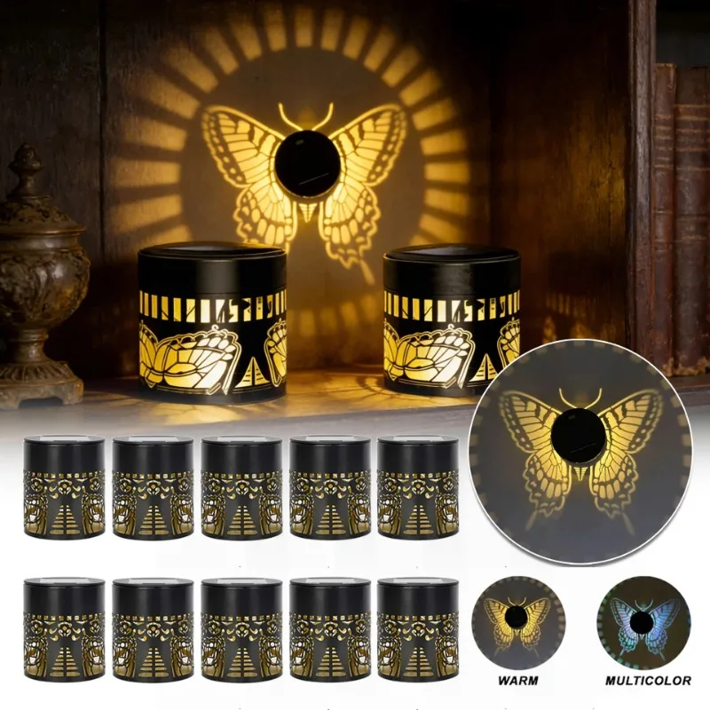 Solar Butterfly Lantern Light Wall Lamp Outdoor Garden Patio Walkway Decorations Lighting for Garden Yard Pathway Decorative