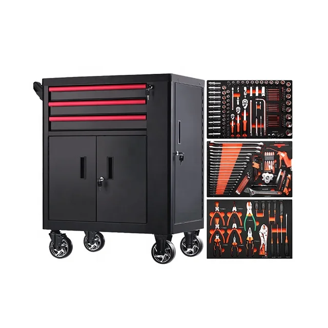 Metal tool trolley workbench rolling box trolley drawers lock tool cart metal tool cabinet set