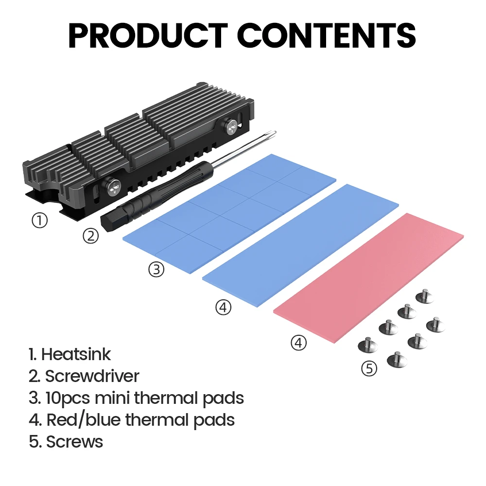 JEYI Cooler II 2280 SSD Dissipatore di calore M.2 NVME Radiatore Efficiente per PC in lega di alluminio e magnesio con cuscinetto termico in silicone