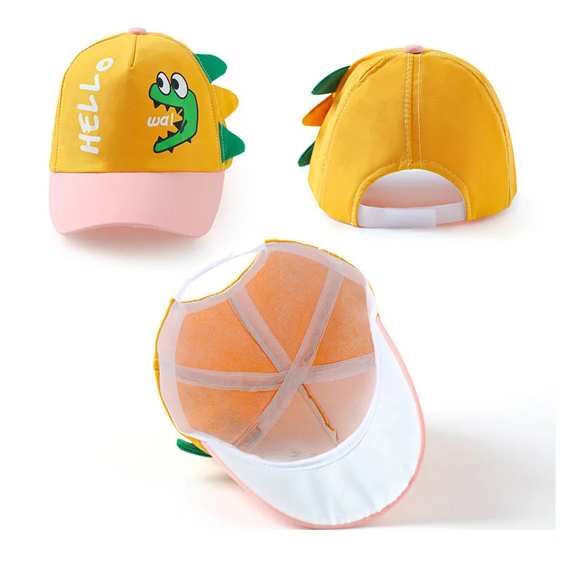 Baby Baseball Cap for Boy Girl Cartoon Dinosaur Children Adjustable Sun Visor Hat Spring Summer Infant Toddler Snapback Hat 1-4Y