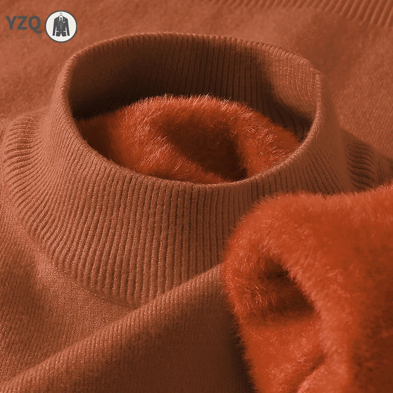 Men's Solid Color Half Turtleneck Knitwear Sweater Mock Neck Pullover Casual Autumn Winter Sweatshirt Brand Mens Clothing