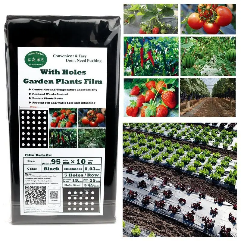 20255Holes 0.95mx560m 0.02mm Mulch Film PE Plastic Mulch Agricultural Plants Cover Film Frost Protection Keep Warm Control