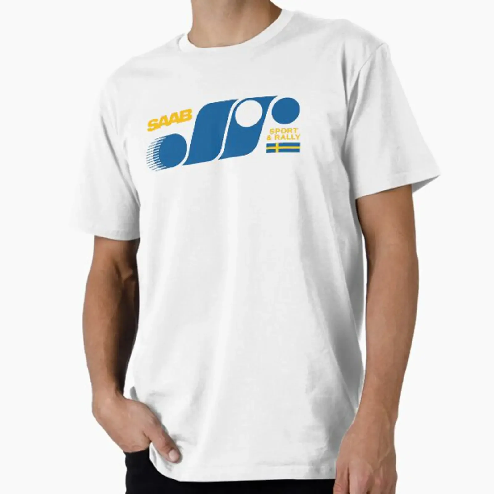 SAAB Sport Rally Retro Logo Premium T Shirt vintage Washed homme fashion Versatile Slightly Casual Stretched Breathable Stylish