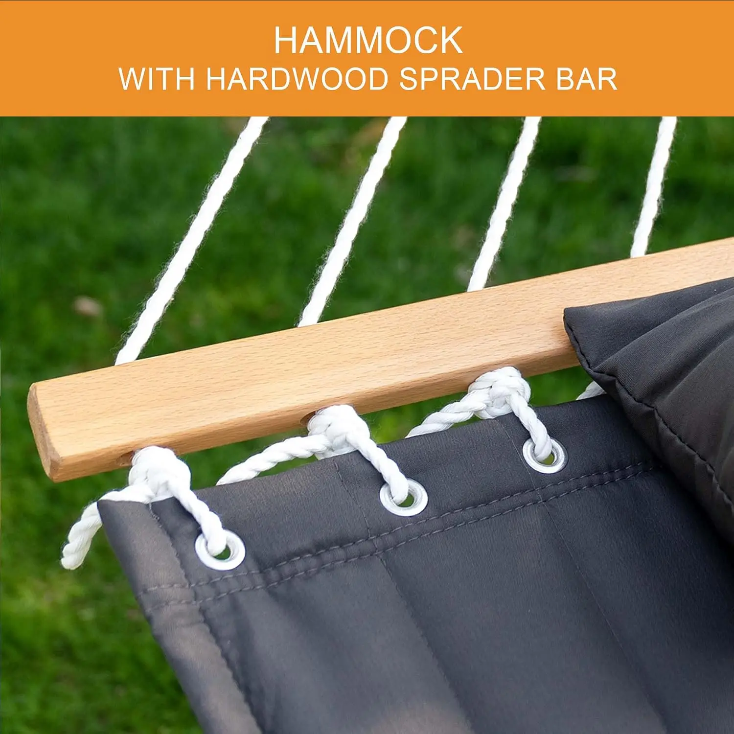 Double Quilted Hammock with Natural Wood Arc Stand 12 FT & 13 FT, Customized