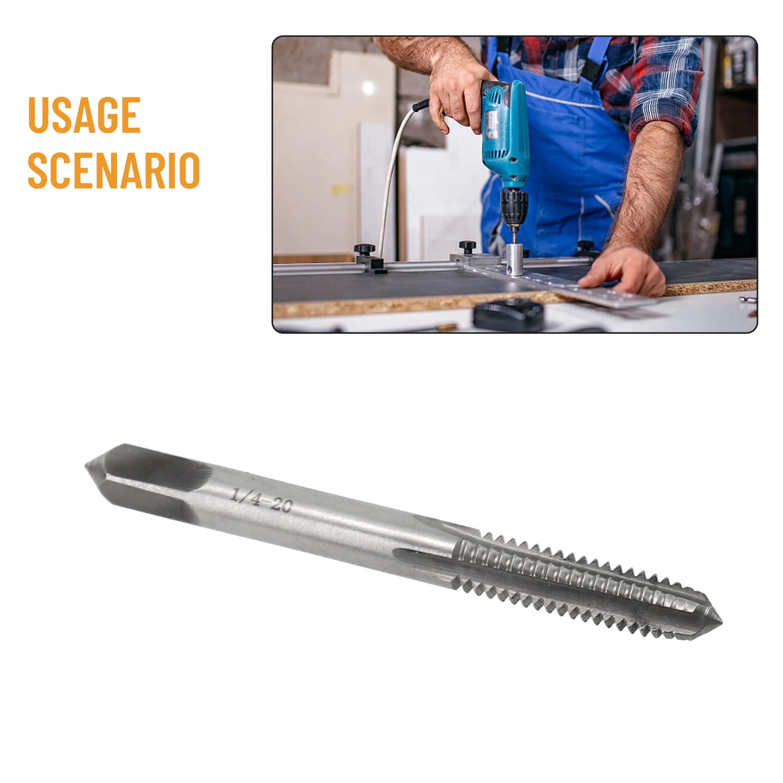

70mm 1/4-20 UNC-2B HSS Right Hand Thread Drill Screw Tap Spiral Point Flute 70mm Suitable For Woodworking Tools