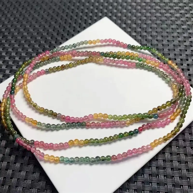 3mm-natural-tourmaline-triple-circle-bracelet-smooth-gemstone-reiki-healing-jewelry-energy-crystal-holiday-gift-1pcs