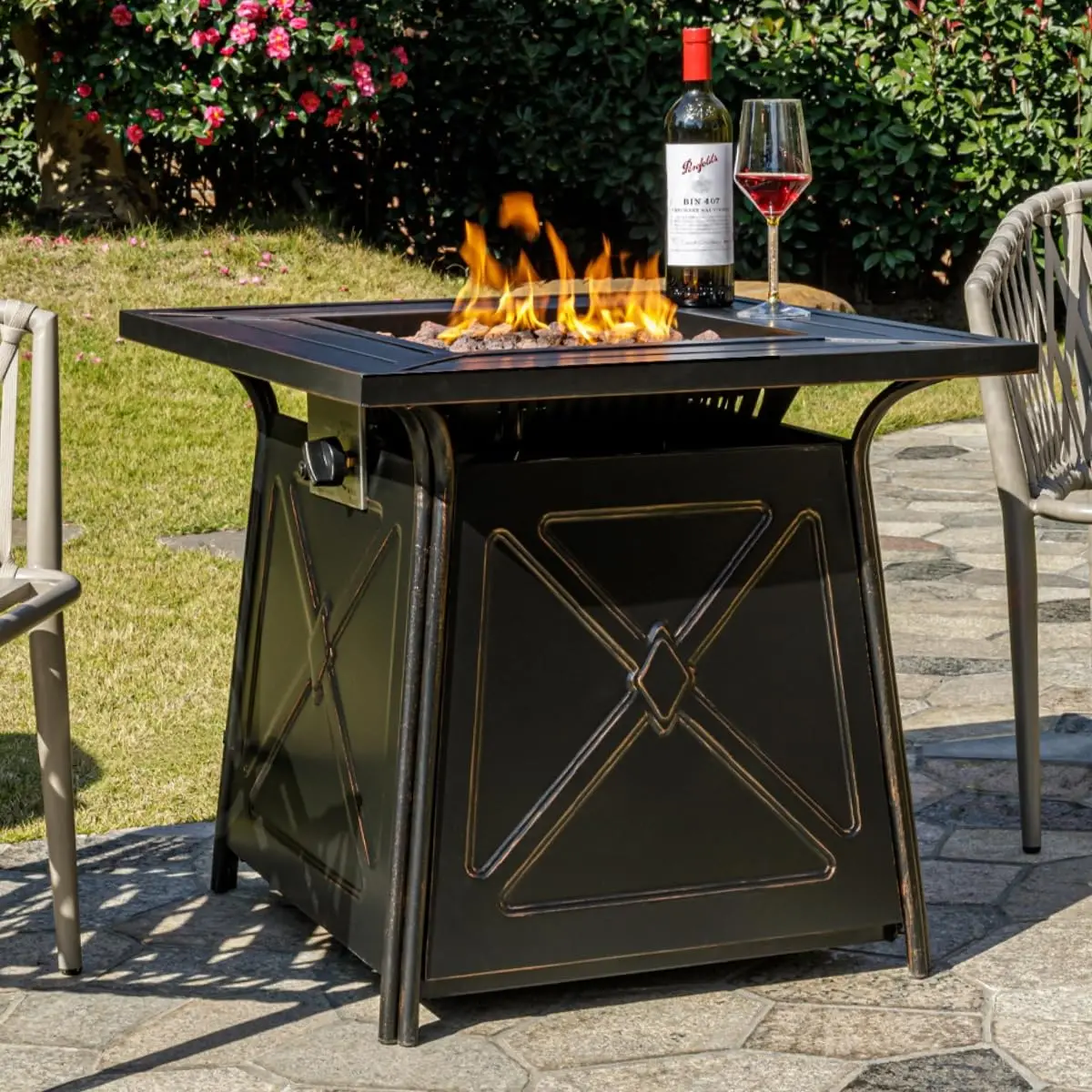 28 inch Propane Fire Pit Table 50000 BTU Outdoor Patio Heater Metal Backyard Garden, Customized