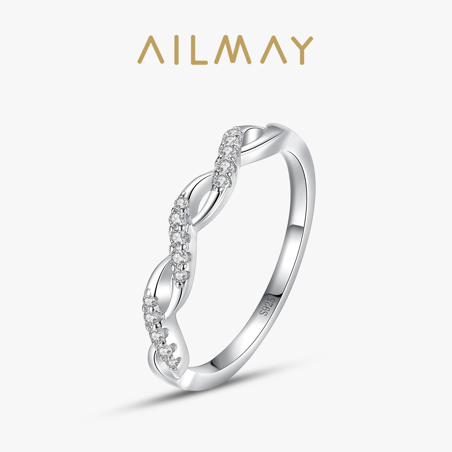 

Ailmay Genuine 925 Sterling Silver Con Ondas Cubic Zirconia CZ Fashion Jewelry For Women Girls Anti-allergy Fine Jewelry Gifts