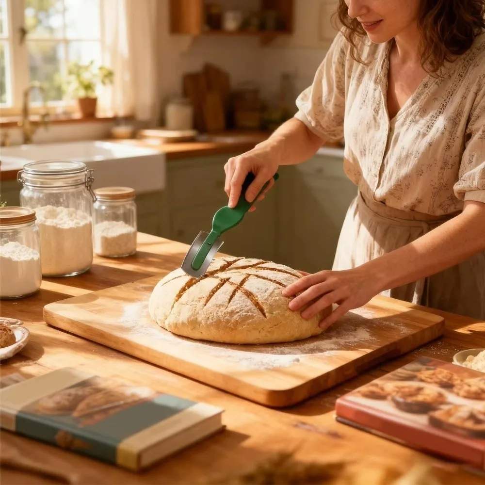 Easy To Clean Curved Blades Dough Marker Rustproof Anti-Slip Bread Lame with Sheath Smooth Bread Razor Kitchen Scoring Tool